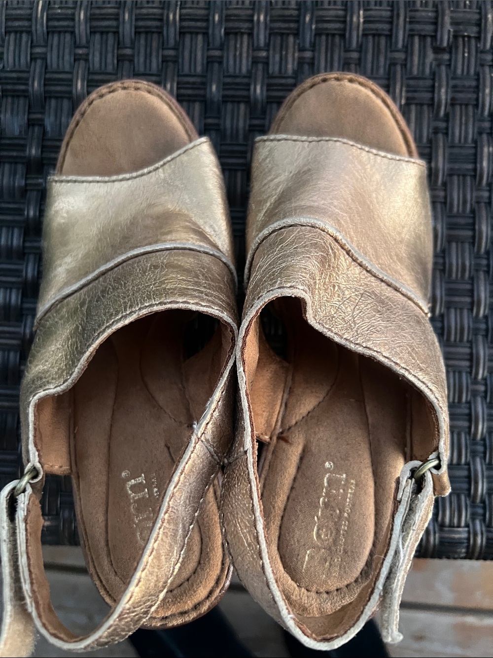 Born Metallic Bronze Open-Toe Platform Sandals - Picture 10 of 16